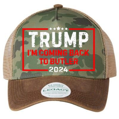 IM Coming Back To Butler Trump Fight 2024 Us Flag Legacy Tie Dye Trucker Hat