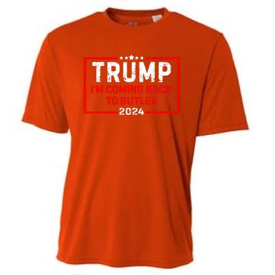 IM Coming Back To Butler Trump Fight 2024 Us Flag Cooling Performance Crew T-Shirt