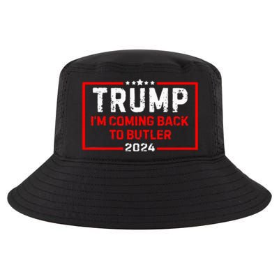 IM Coming Back To Butler Trump Fight 2024 Us Flag Cool Comfort Performance Bucket Hat