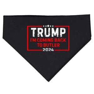 IM Coming Back To Butler Trump Fight 2024 Us Flag USA-Made Doggie Bandana