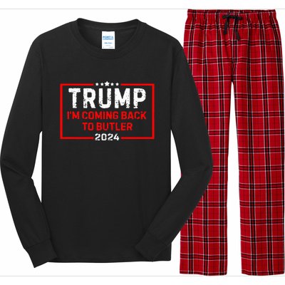 IM Coming Back To Butler Trump Fight 2024 Us Flag Long Sleeve Pajama Set