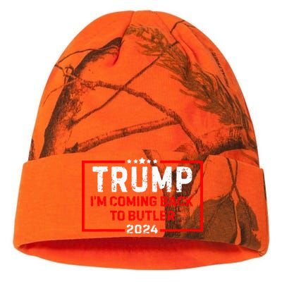 IM Coming Back To Butler Trump Fight 2024 Us Flag Kati Licensed 12" Camo Beanie