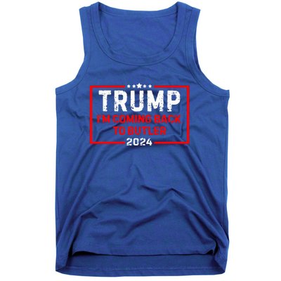 IM Coming Back To Butler Trump Fight 2024 Us Flag Tank Top