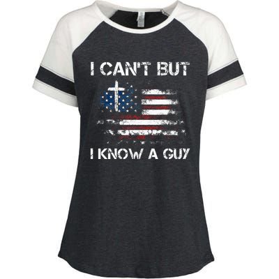 I CanT But I Know A Guy Jesus Cross Christian Believer Enza Ladies Jersey Colorblock Tee