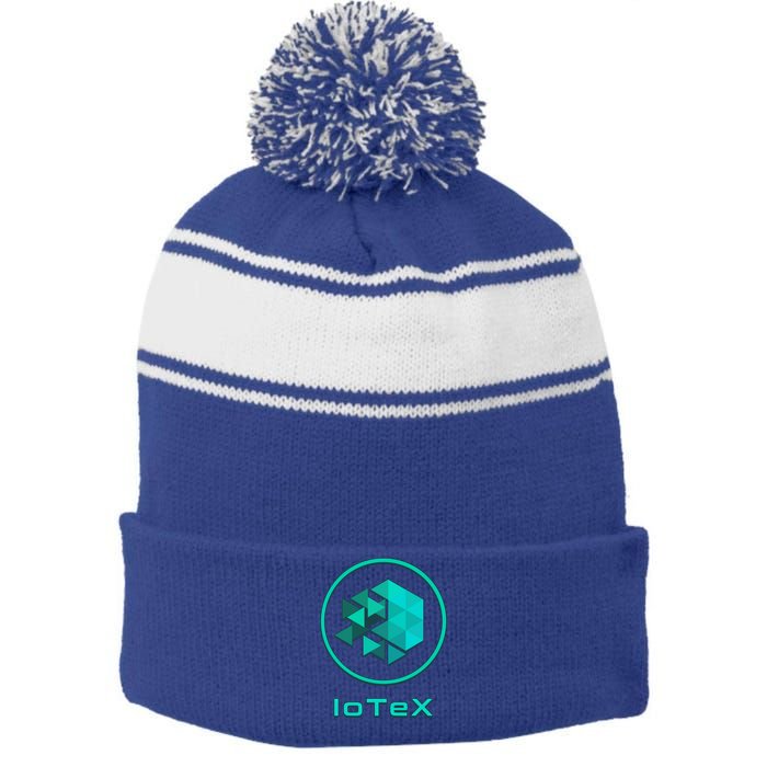 Iotex Crypto Blockchain Hodl Iotx Coin Decentralized Finance Gift Stripe Pom Pom Beanie
