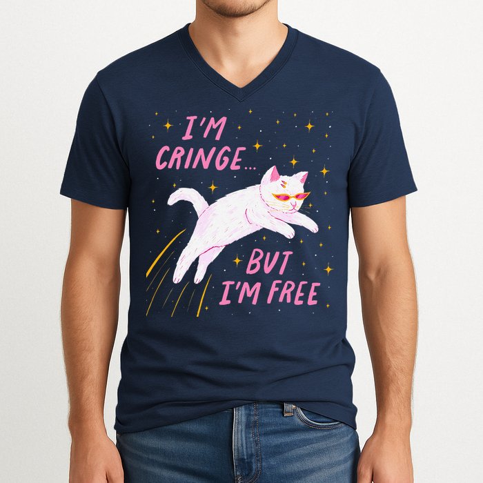 IM Cringe But IM Free Funny V-Neck T-Shirt