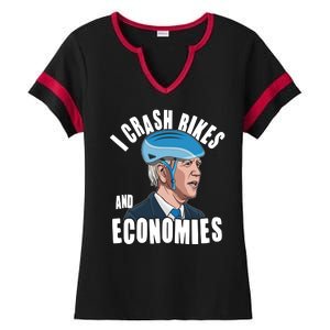 I Crash Bikes And Economies Anti Biden Ladies Halftime Notch Neck Tee