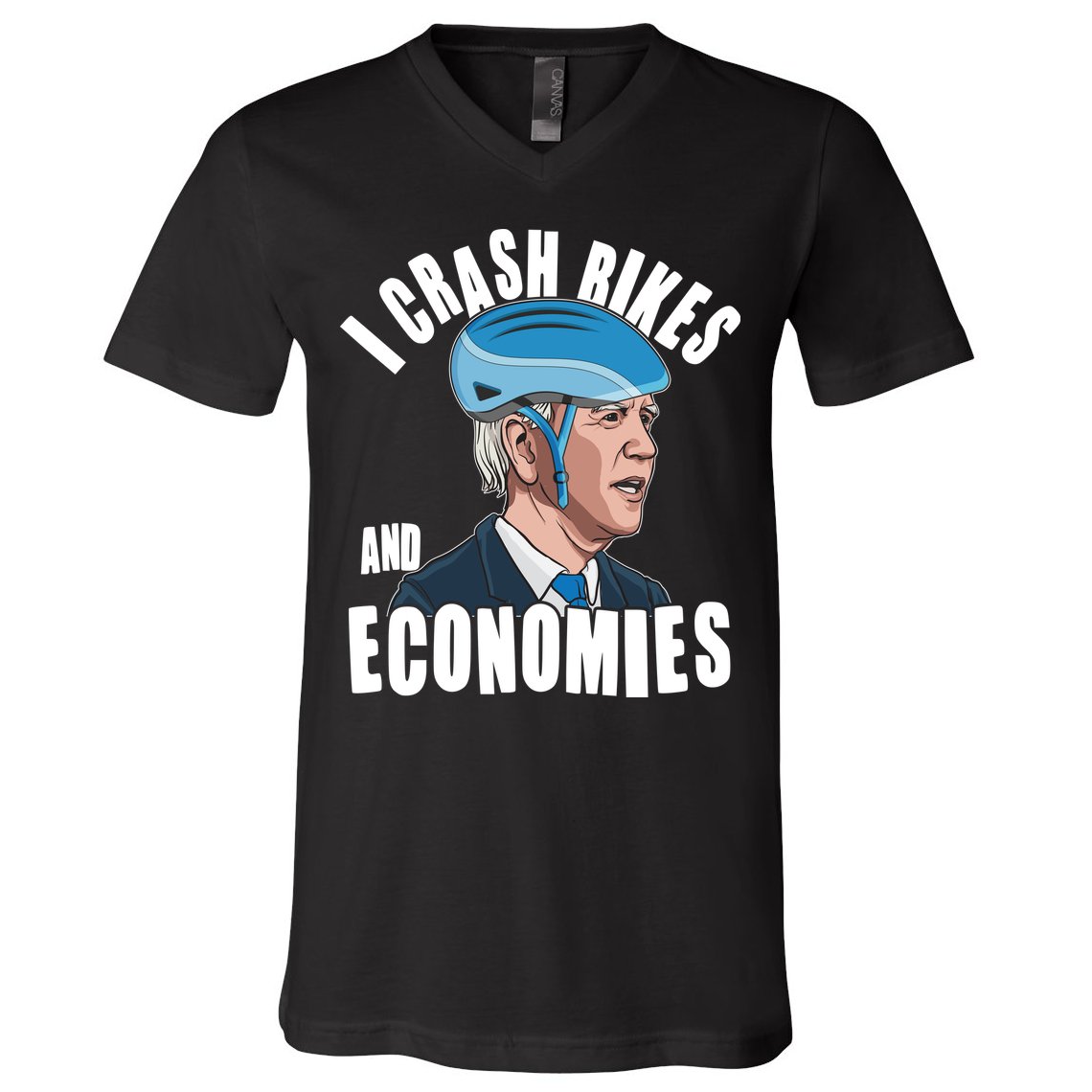 I Crash Bikes And Economies Anti Biden V-Neck T-Shirt