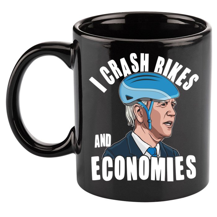 I Crash Bikes And Economies Anti Biden 11oz C Handle Ceramic Mug