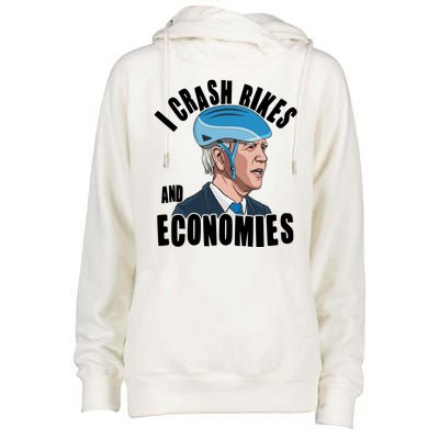 I Crash Bikes And Economies Anti Biden Womens Funnel Neck Pullover Hood