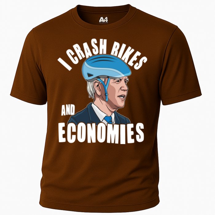 I Crash Bikes And Economies Anti Biden Cooling Performance Crew T-Shirt