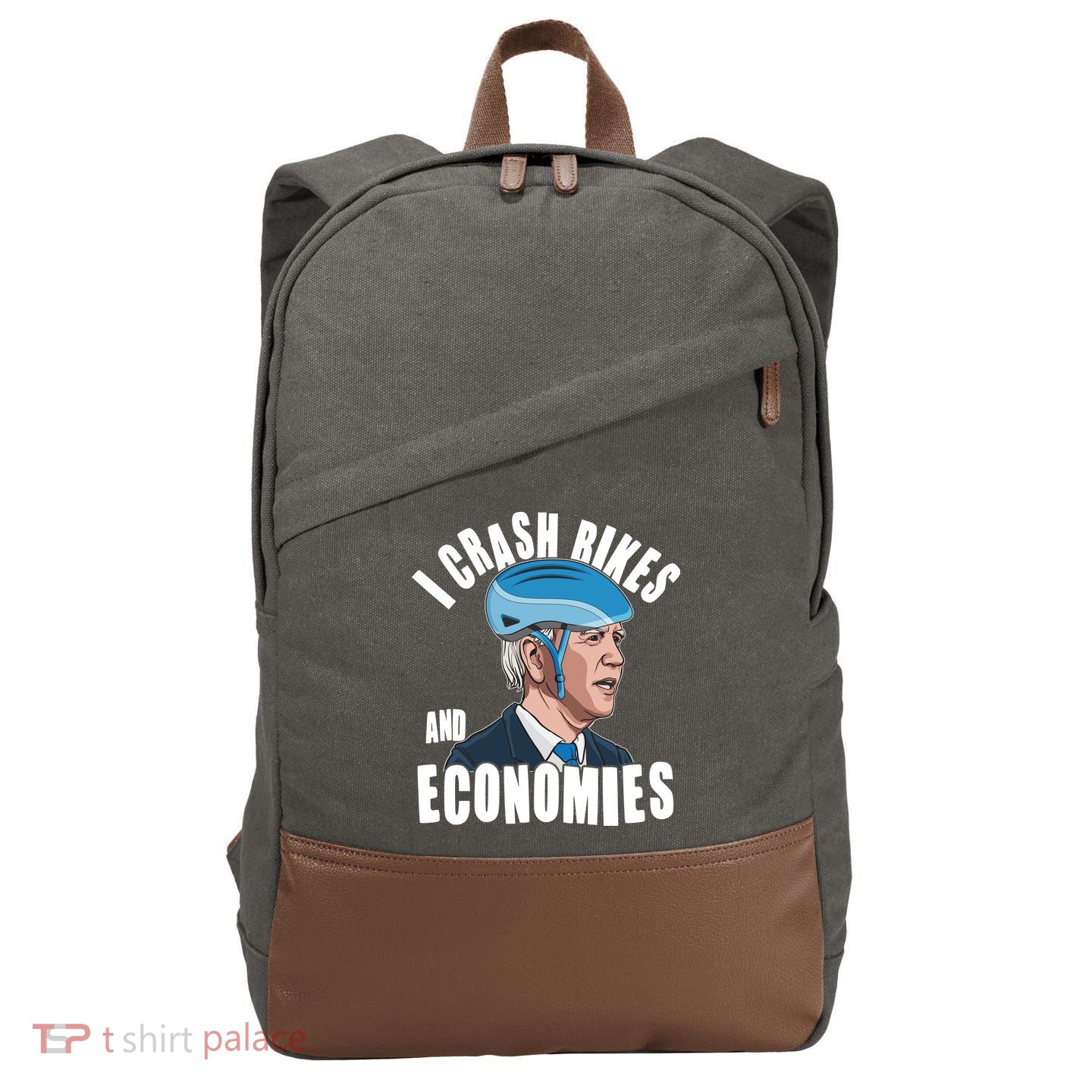 I Crash Bikes And Economies Anti Biden Cotton Canvas Backpack
