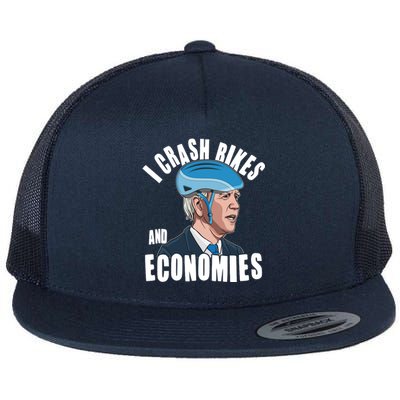 I Crash Bikes And Economies Anti Biden Flat Bill Trucker Hat