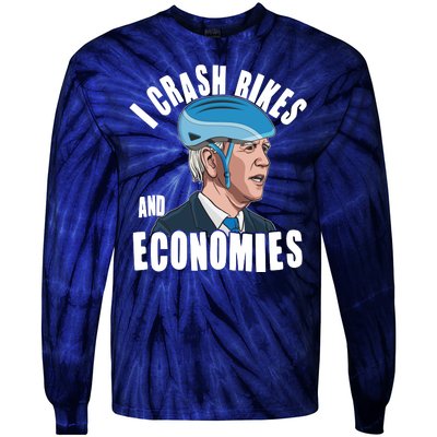 I Crash Bikes And Economies Anti Biden Tie-Dye Long Sleeve Shirt