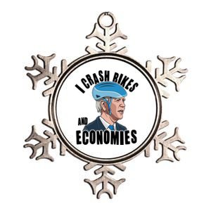 I Crash Bikes And Economies Anti Biden Metallic Star Ornament