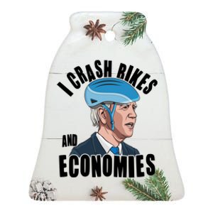 I Crash Bikes And Economies Anti Biden Ceramic Bell Ornament