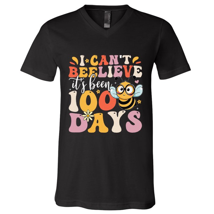 I CanT Believe Its Been 100 Days Funny 100 Days Smarter Bee V-Neck T-Shirt