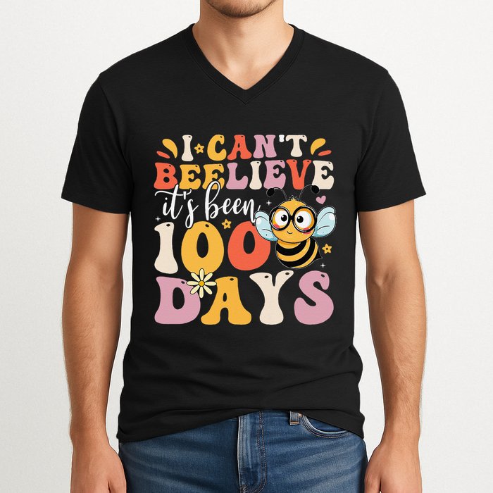 I CanT Believe Its Been 100 Days Funny 100 Days Smarter Bee V-Neck T-Shirt