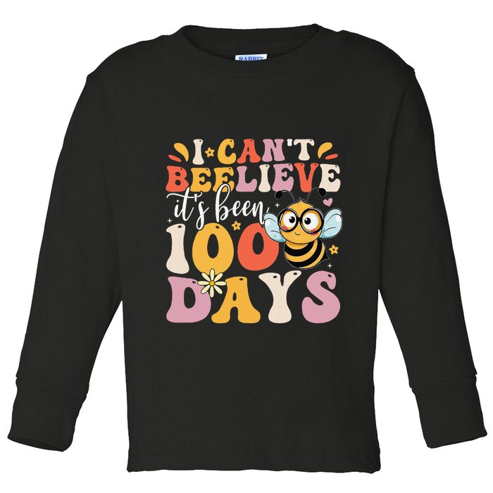 I CanT Believe Its Been 100 Days Funny 100 Days Smarter Bee Toddler Long Sleeve Shirt