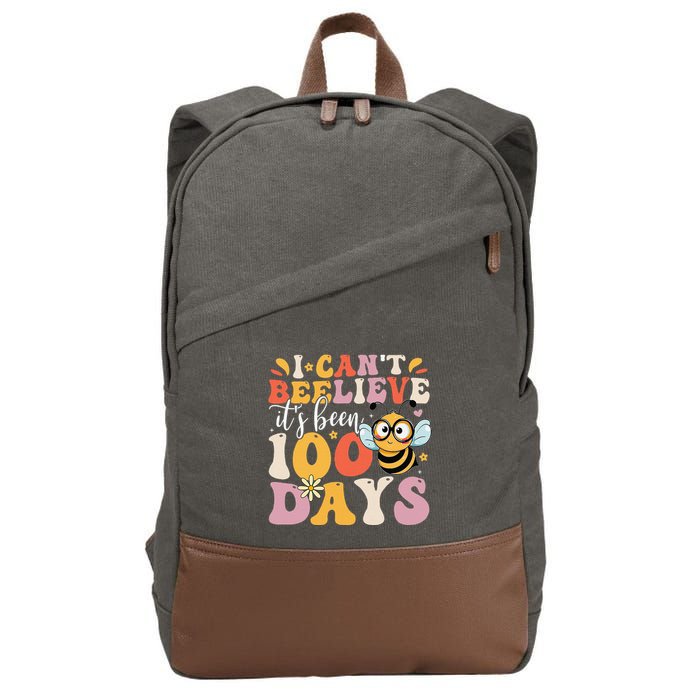 I CanT Believe Its Been 100 Days Funny 100 Days Smarter Bee Cotton Canvas Backpack