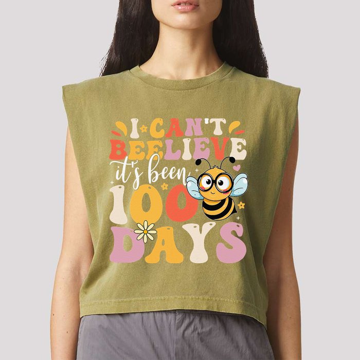 I CanT Believe Its Been 100 Days Funny 100 Days Smarter Bee Garment-Dyed Women's Muscle Tee