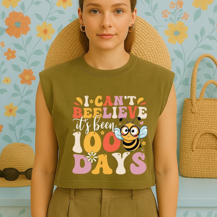 I CanT Believe Its Been 100 Days Funny 100 Days Smarter Bee Garment-Dyed Women's Muscle Tee