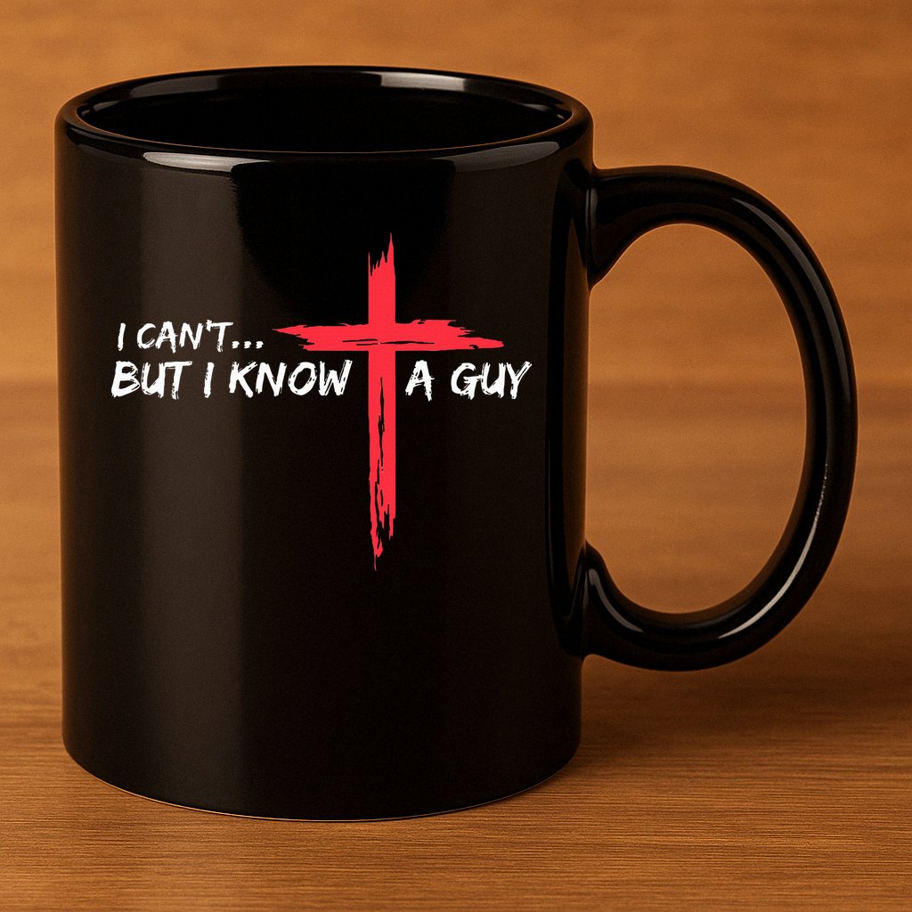 I Can't But I Know A Guy Jesus Cross Funny Christian  11oz C Handle Ceramic Mug