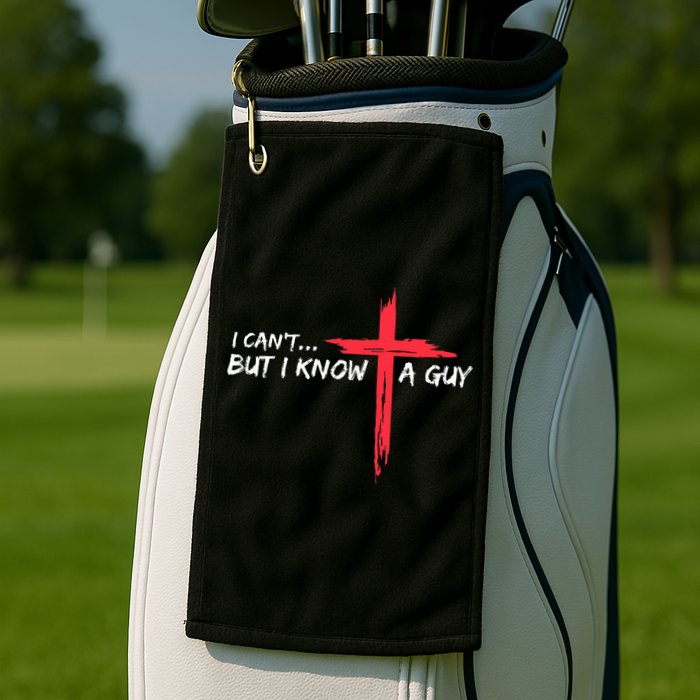 I Can't But I Know A Guy Jesus Cross Funny Christian  Golf Towel