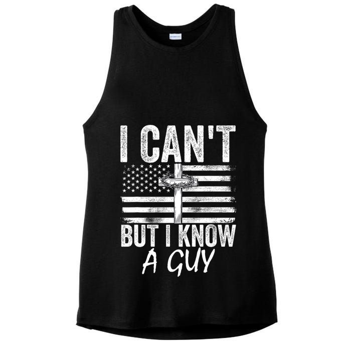 I Cant But I Know A Guy Jesus Cross Funny Christian Ladies PosiCharge Tri-Blend Wicking Tank