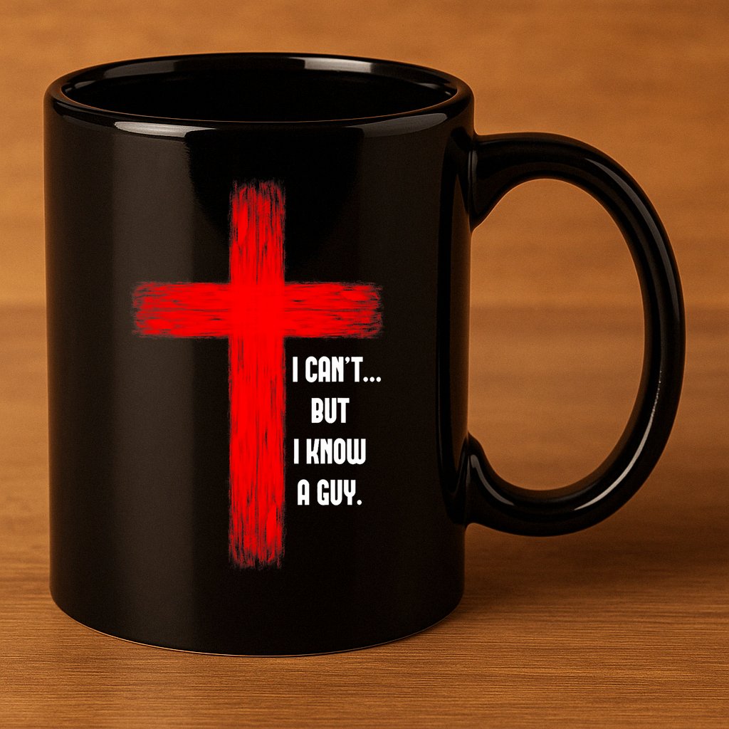 I Cant But I Know A Guy Jesus Cross 11oz C Handle Ceramic Mug