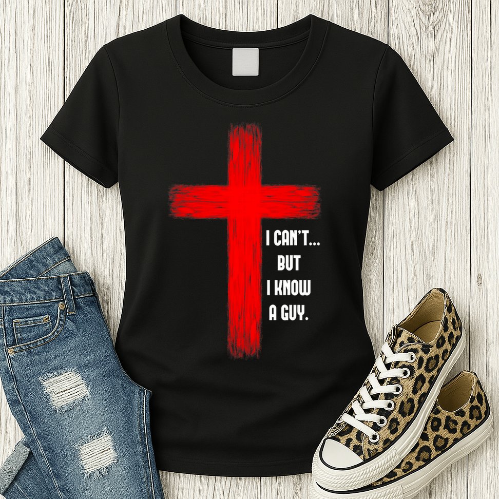 I Cant But I Know A Guy Jesus Cross Womens T-Shirt