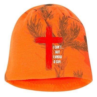 I Cant But I Know A Guy Jesus Cross Kati - Camo Knit Beanie