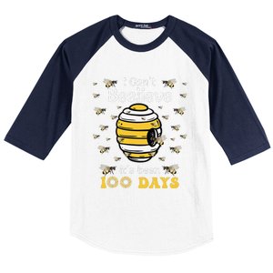 I CanT Believe Its Been 100 Days Funny Bee 100th Day School Baseball Sleeve Shirt