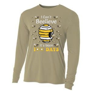 I CanT Believe Its Been 100 Days Funny Bee 100th Day School Cooling Performance Long Sleeve Crew