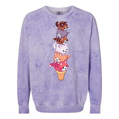 Ice Cream Cats Cute Eat Sweet Gelato Sherbet Kitty Lover Colorblast Crewneck Sweatshirt