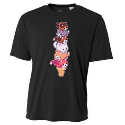 Ice Cream Cats Cute Eat Sweet Gelato Sherbet Kitty Lover Cooling Performance Crew T-Shirt