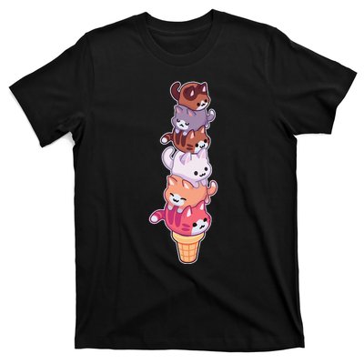 Ice Cream Cats Cute Eat Sweet Gelato Sherbet Kitty Lover T-Shirt