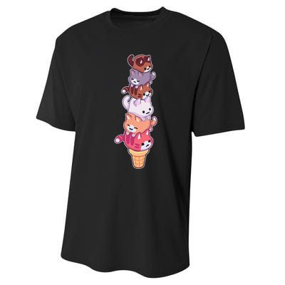 Ice Cream Cats Cute Eat Sweet Gelato Sherbet Kitty Lover Performance Sprint T-Shirt