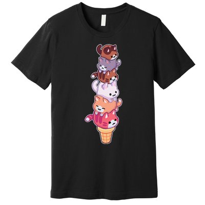 Ice Cream Cats Cute Eat Sweet Gelato Sherbet Kitty Lover Premium T-Shirt