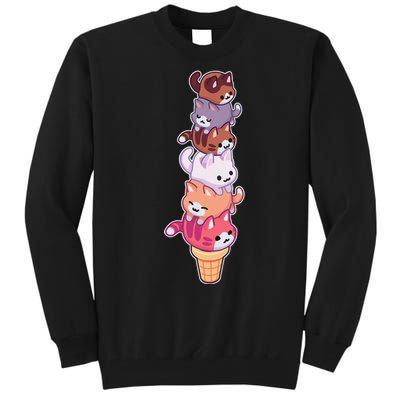 Ice Cream Cats Cute Eat Sweet Gelato Sherbet Kitty Lover Tall Sweatshirt