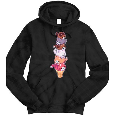 Ice Cream Cats Cute Eat Sweet Gelato Sherbet Kitty Lover Tie Dye Hoodie