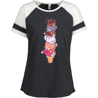 Ice Cream Cats Cute Eat Sweet Gelato Sherbet Kitty Lover Enza Ladies Jersey Colorblock Tee