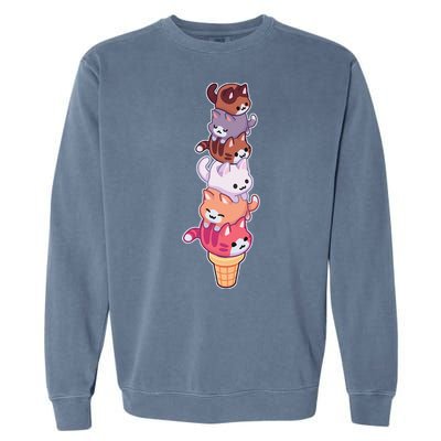 Ice Cream Cats Cute Eat Sweet Gelato Sherbet Kitty Lover Garment-Dyed Sweatshirt