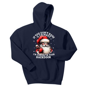 I Can Come Down Your Chimney But I Prefer The Back Door Xmas Kids Hoodie