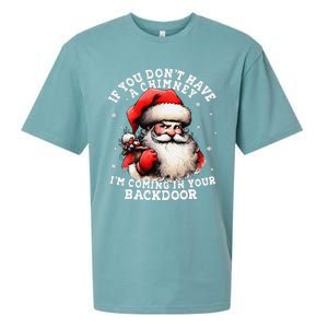 I Can Come Down Your Chimney But I Prefer The Back Door Xmas Sueded Cloud Jersey T-Shirt