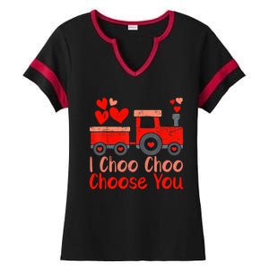 I Choo Choo Choose You Cute Train Heart Valentines Day Gift Ladies Halftime Notch Neck Tee