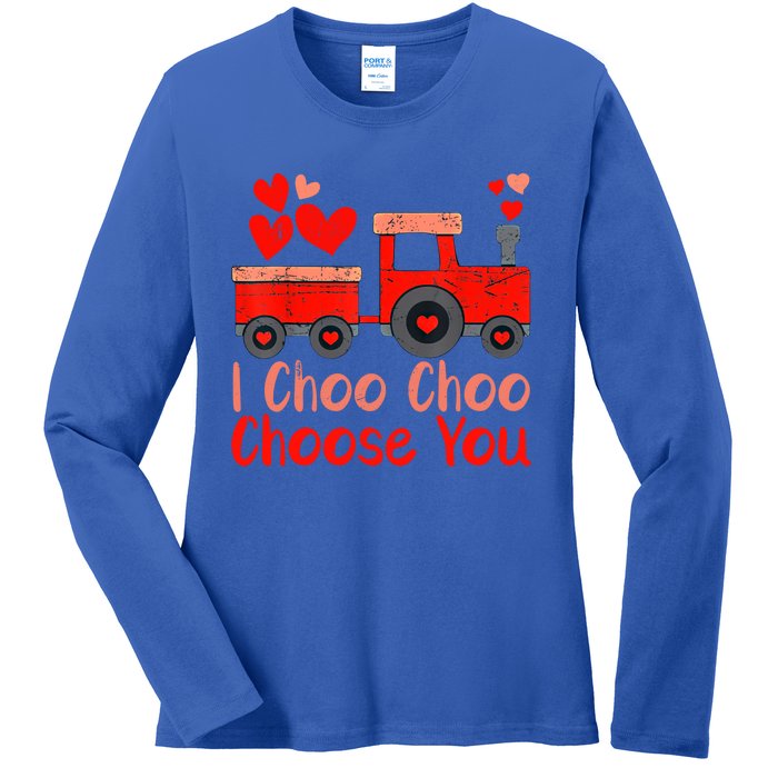 I Choo Choo Choose You Cute Train Heart Valentines Day Gift Ladies Long Sleeve Shirt