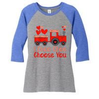 I Choo Choo Choose You Cute Train Heart Valentines Day Gift Women's Tri-Blend 3/4-Sleeve Raglan Shirt