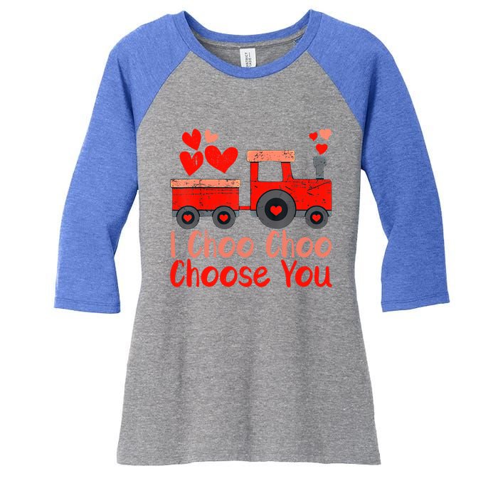 I Choo Choo Choose You Cute Train Heart Valentines Day Gift Women's Tri-Blend 3/4-Sleeve Raglan Shirt