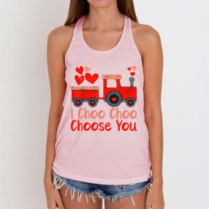 I Choo Choo Choose You Cute Train Heart Valentines Day Gift Women's Knotted Racerback Tank